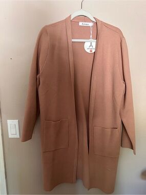 Women's Open Front Long Cardigan Sweater - Tan